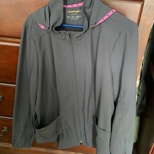 Scrub jacket with hood